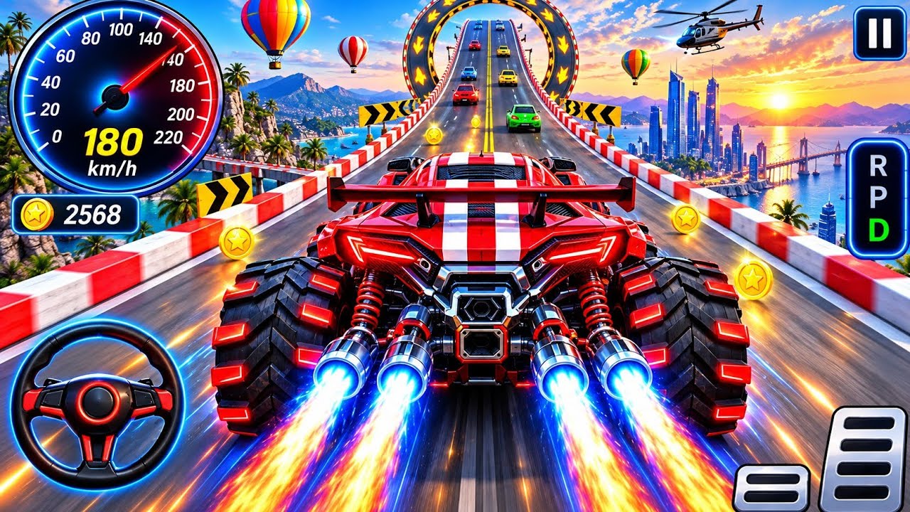 Monster Truck Stunt Racing - Extreme Mega Ramp Driver Simulator - Android Gameplay