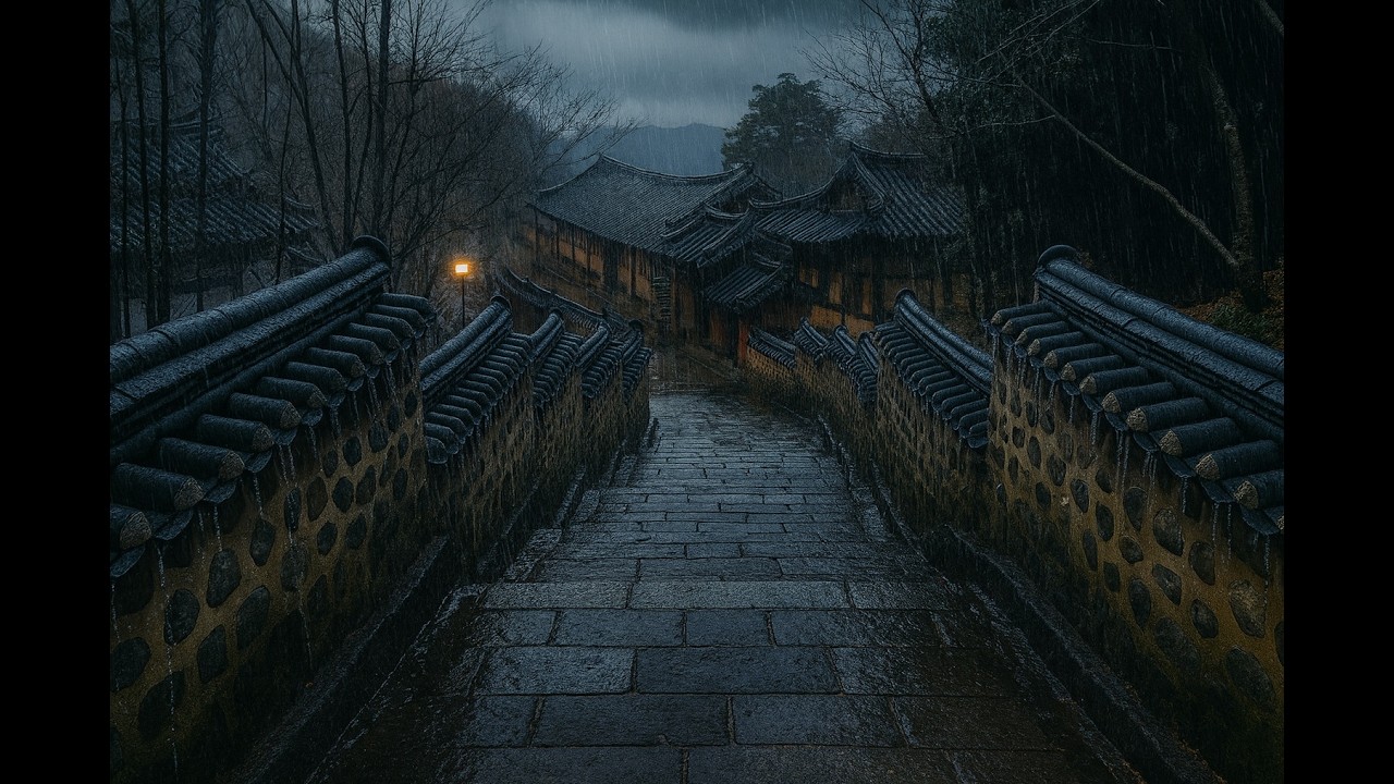 Fall Asleep Fast | Rain on Korean Temple Path | 10 Hours
