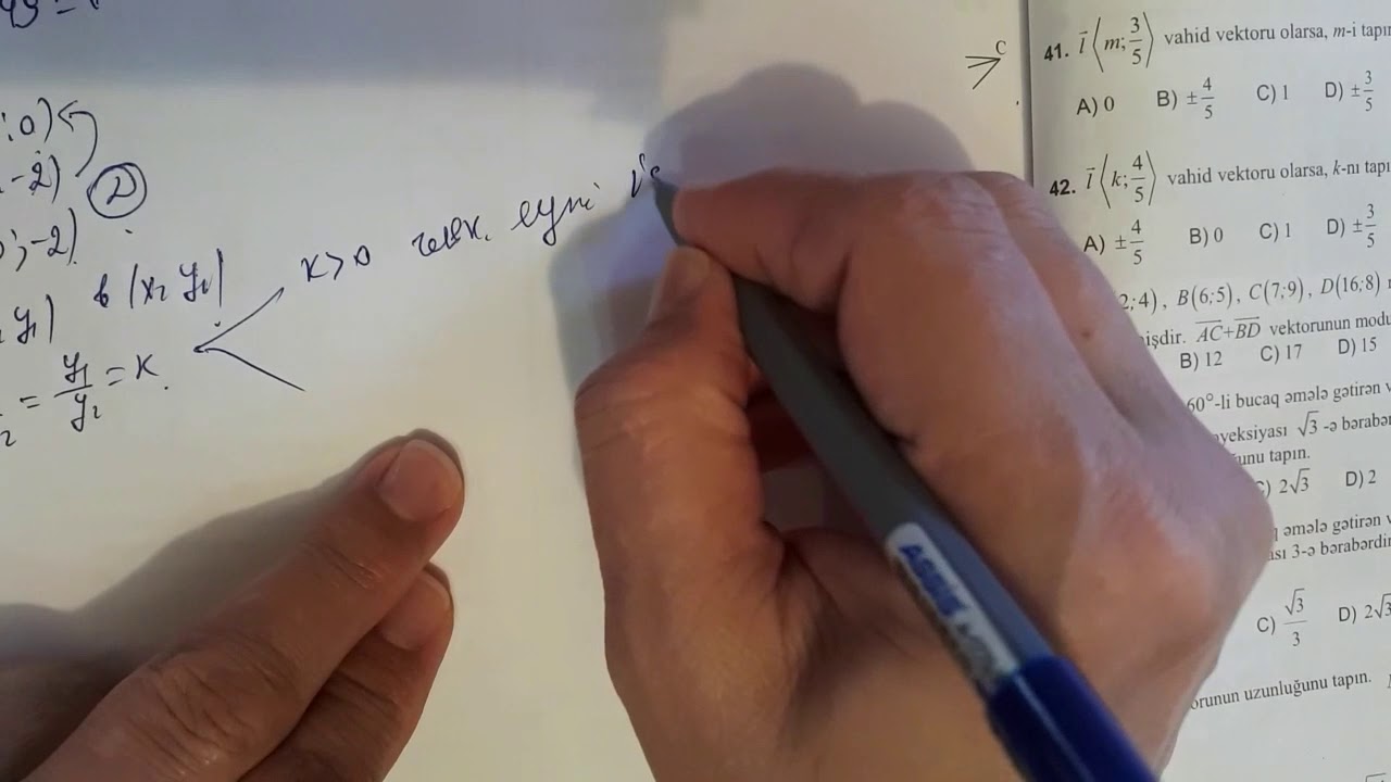 Test toplu.2019.Vektorun koordinatları,uzunlugu,cemi,ferqi ve edede vurulması.