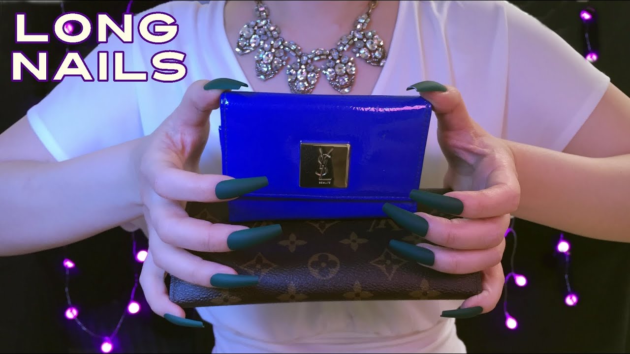 ASMR Long Nails 💅 Leather Tapping and Scratching (No Talking)