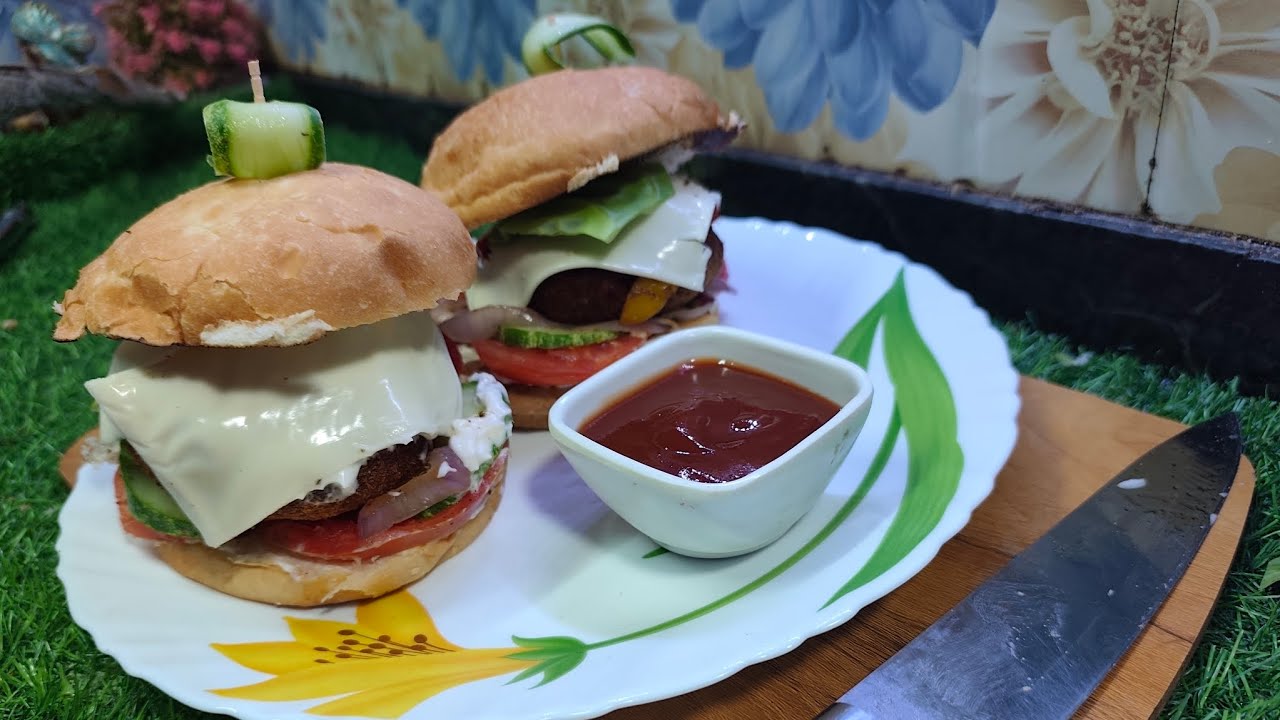 Chicken paneer burger recipe. 