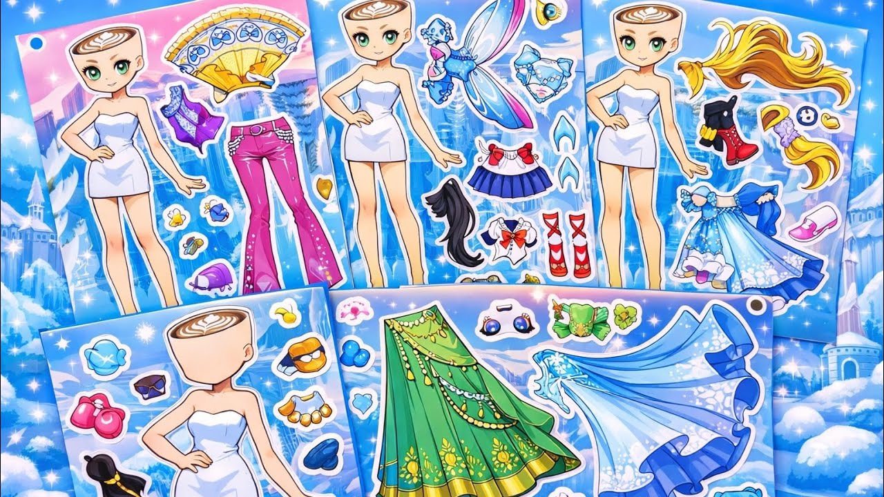 💞Paper DIY 💞 Ballerina Cappuccina Paper Doll Dress Up/Sticker book🎈ASMR 