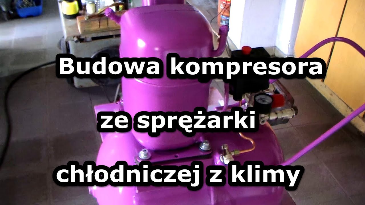 Budowa kompresora ze sprężarki chłodniczej z klimatyzacji i butli gazowej