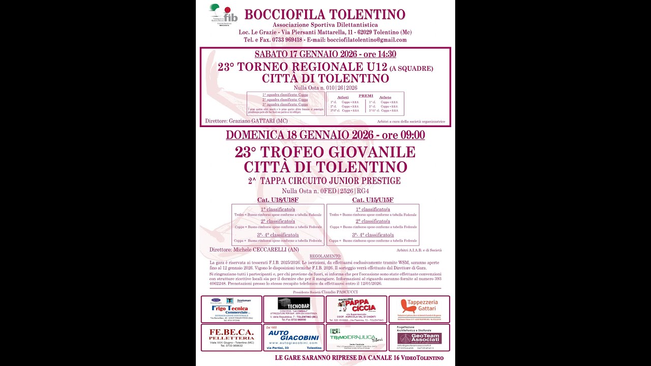 Weekend denso di appuntamenti per i giovani alla Bocciofila Tolentino