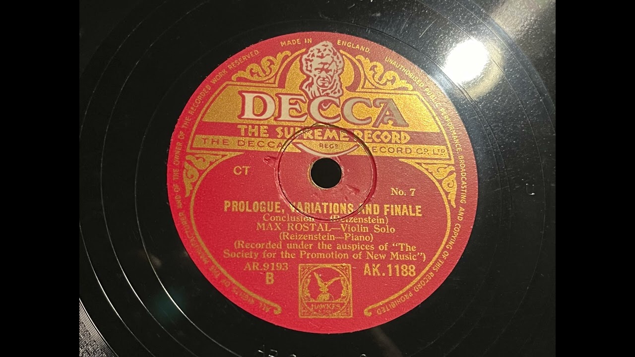 1947 MAX ROSTAL - No. 7 - Prologue, Variations And Finale (Conclusion) DECCA 12