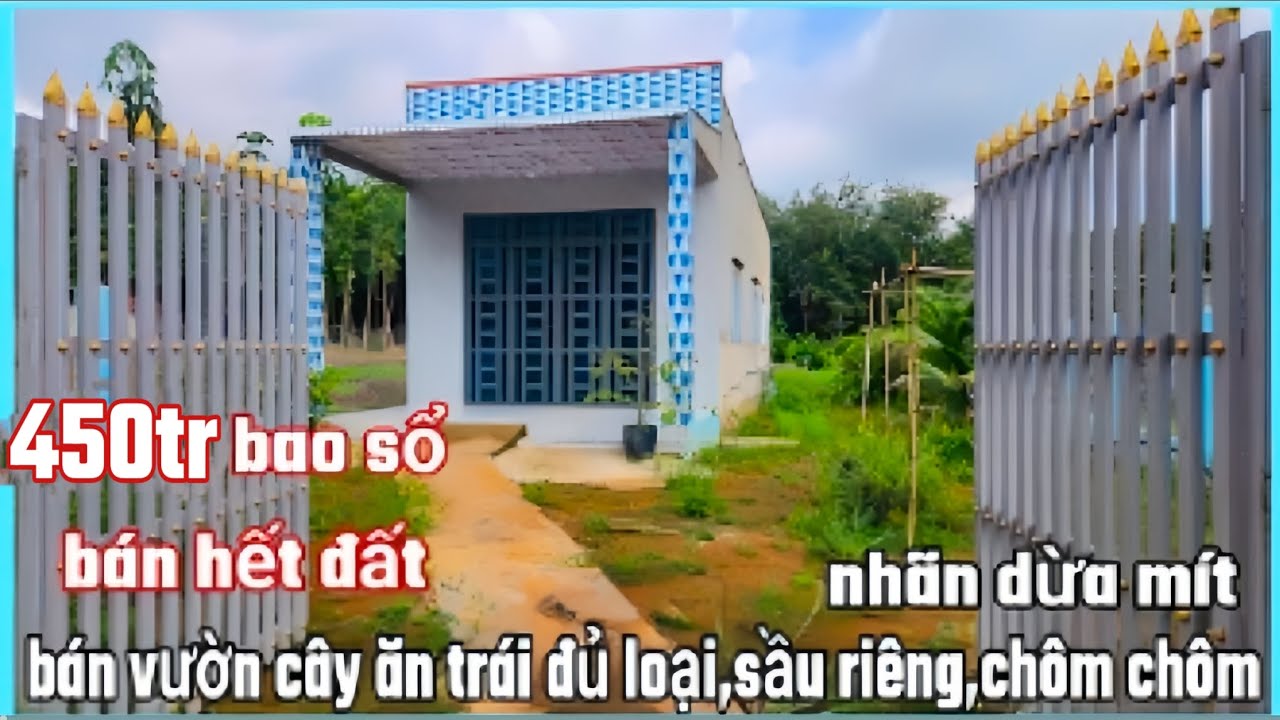 Bán nhà vườn vườn cây ăn trái đủ loại 10×100 dt hơn 1000,0m² sổ sẵn giá 450tr bao sổ 