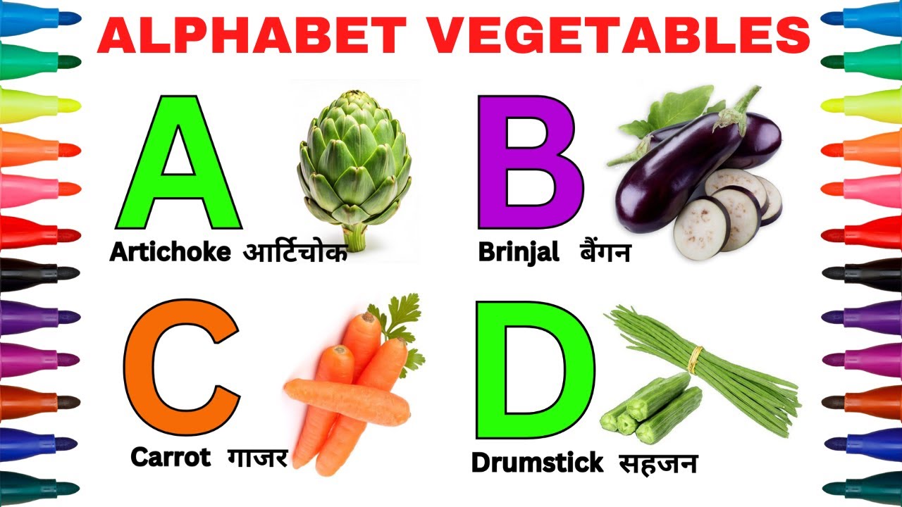 Alphabet with Vegetables Learning for Toddlers & Preschool Kids | सब्जियों के साथ वर्णमाला सीखना