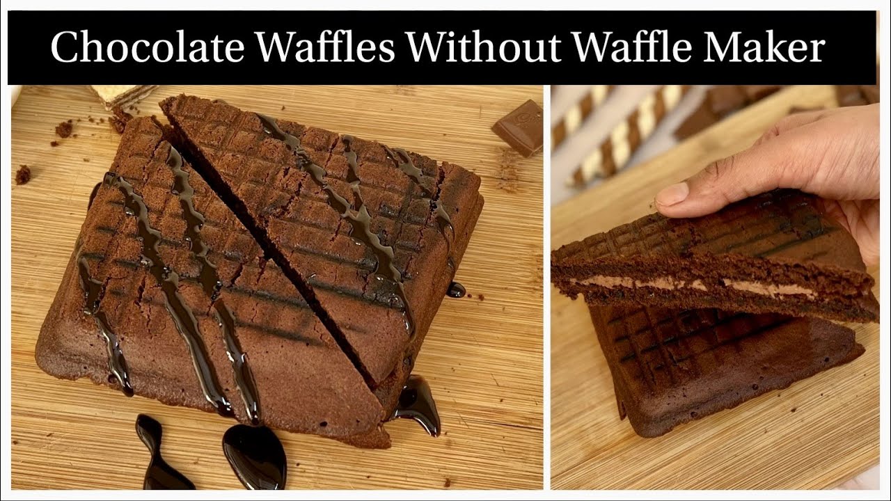 Super Easy Stuffed Chocolate Waffles Without Waffle Maker | No Eggs, No Oven Chocolate Waffles