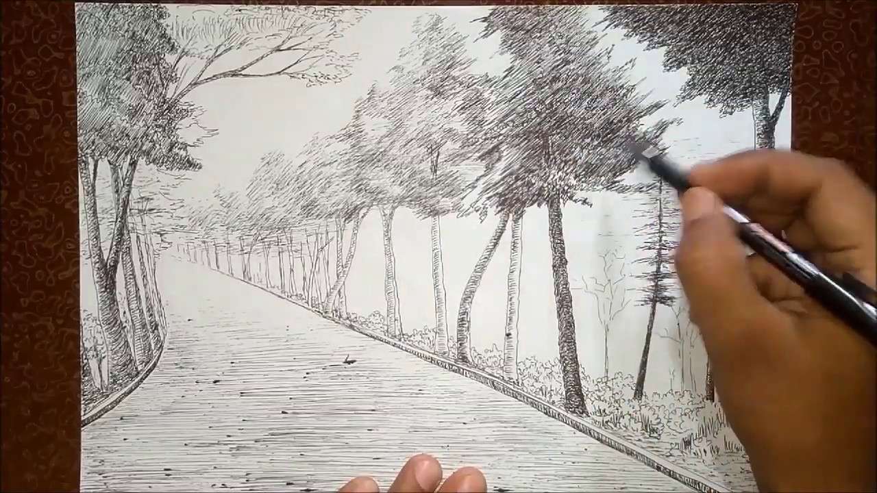 Easy landscape drawing for beginners || Ballpoint 🖊️ drawing