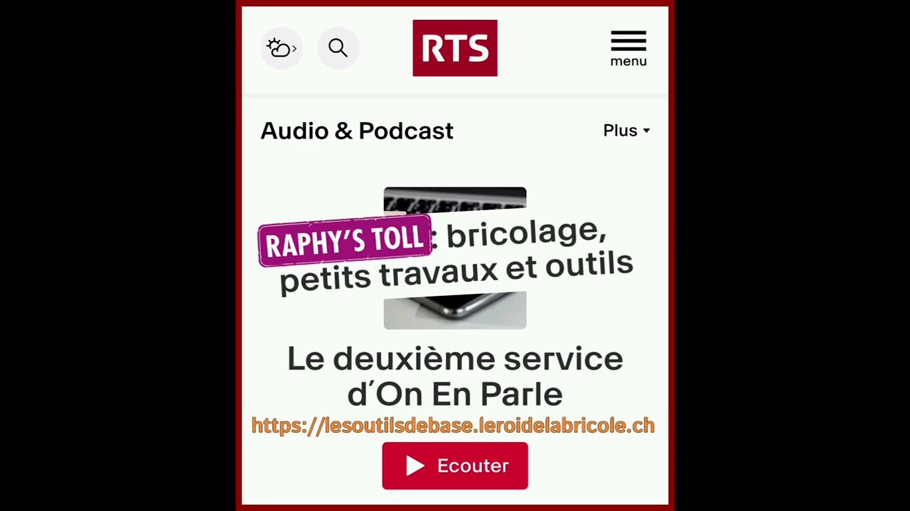 Bricolage et petits travaux - ON EN PARLE - avec Raphy's toll sur RTS La Première - janvier 2026