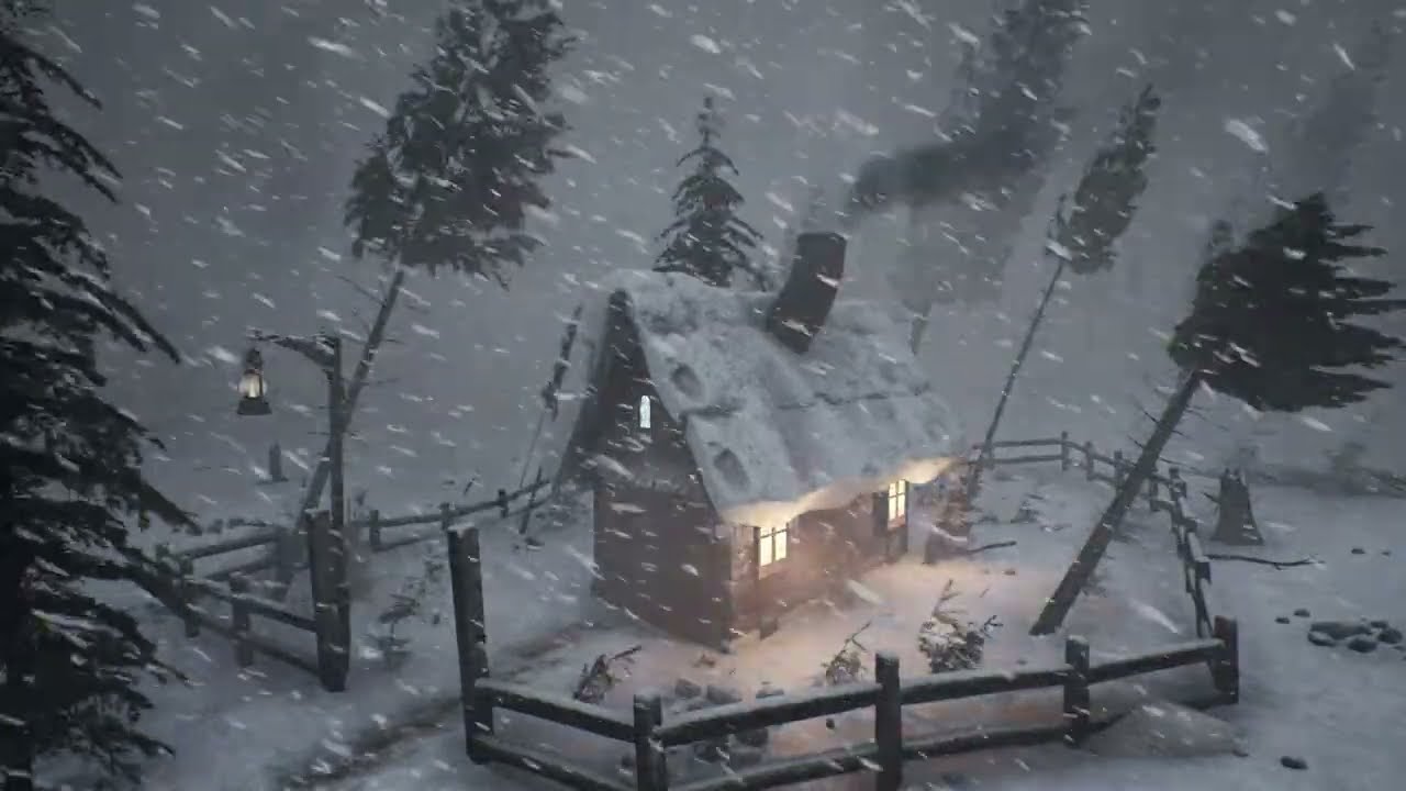 Snowy Mountain Lodge Ambience with a Warm Fireplace for Sleep | Peaceful Alpine Snowfall Retreat