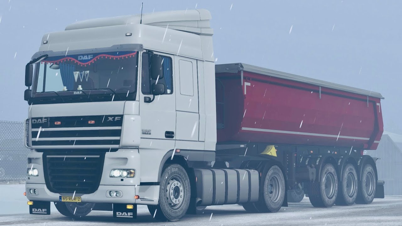 Driving in a Snow Storm with Really Slippery Roads | DAF XF 105 | Euro Truck Simulator 2 Gameplay