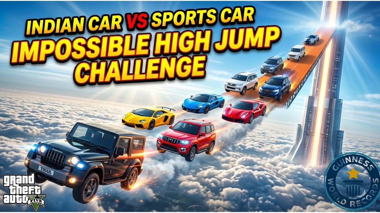 Can Indian Cars Beat Sports Cars? High Jump Challenge with Jumbo Wheels. #indiancars #carstunts