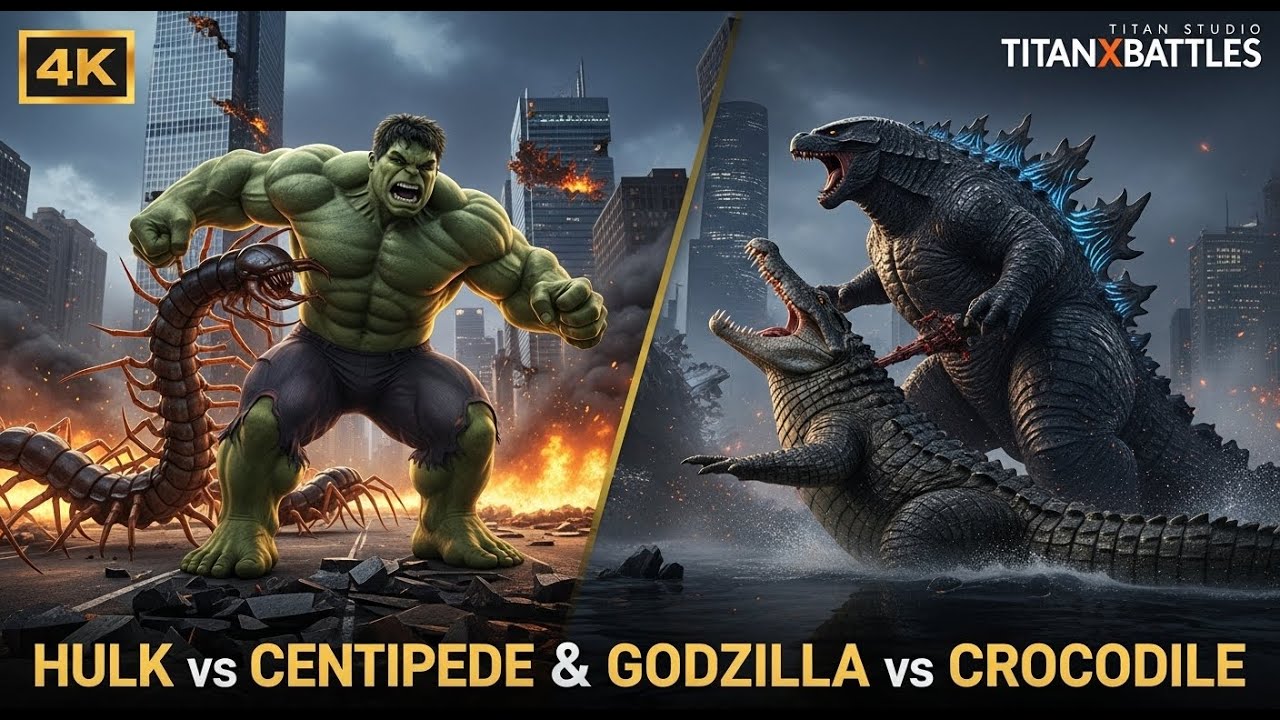 🔥 EPIC MONSTER WAR: Hulk vs Giant Centipede & Godzilla vs Giant Crocodile | City Saving Battle