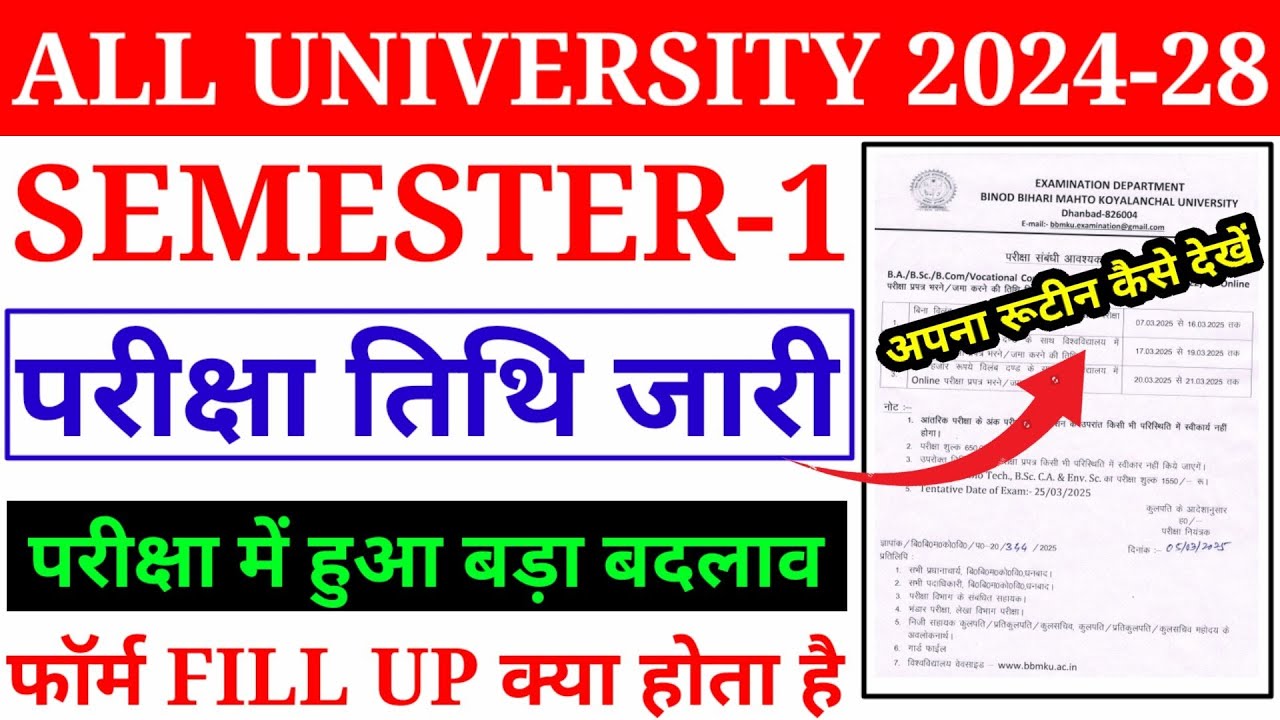 FYUGP Semester 1 2024-28 Exam Date 2025 | semester 1 exam date 2025 | ba 1st semester exam date 2025