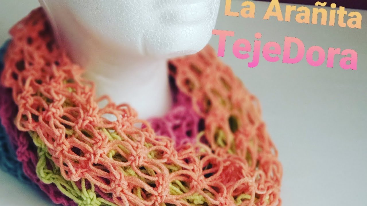 🕸Como Tejer Cuello Tejido a Crochet en Punto Espuma, trabajado en circulo - paso a paso
