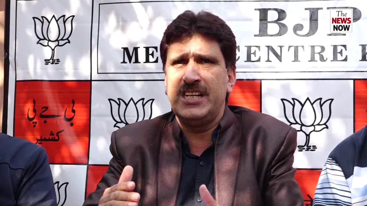 BJP State Spokesmen Altaf Thakur adressing press confrene in Srinagar