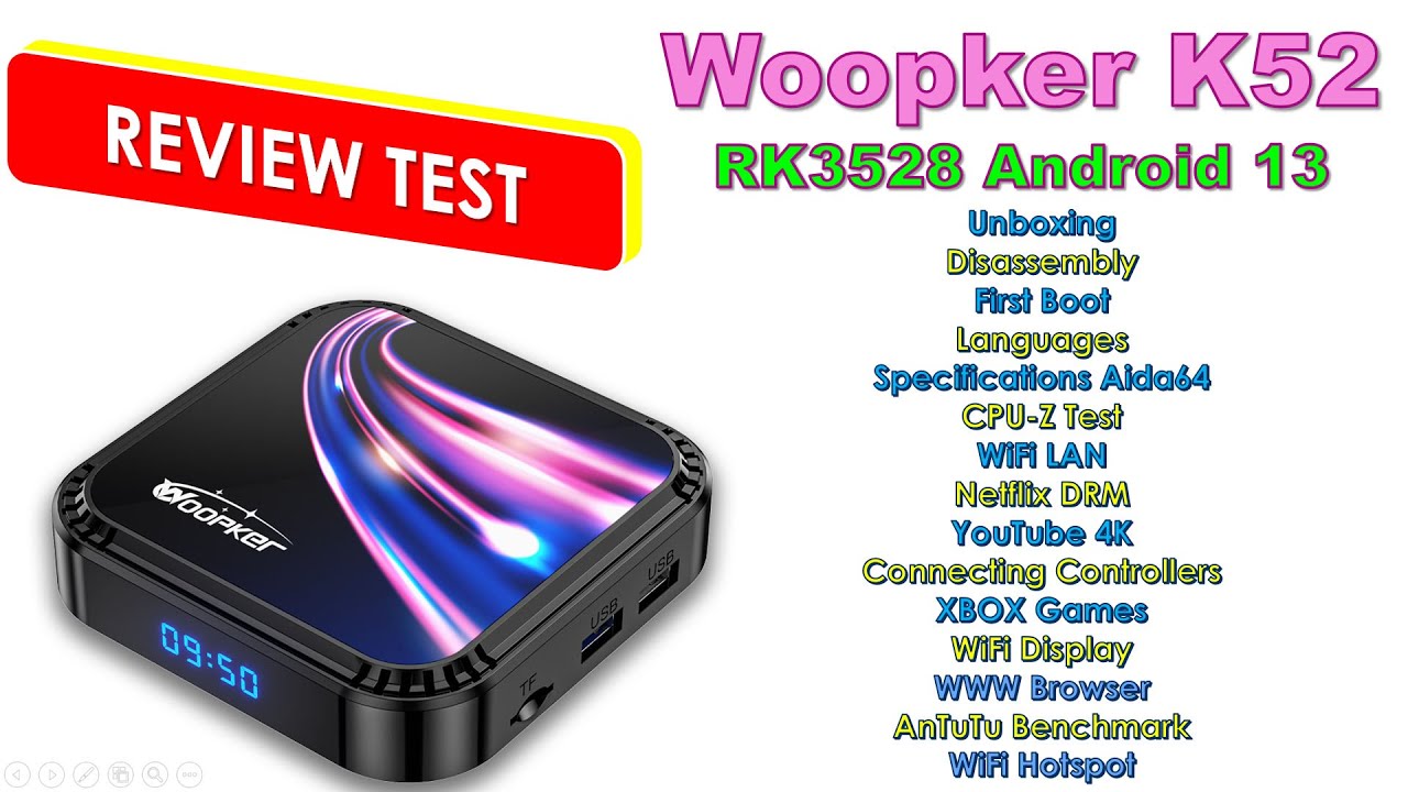 Woopker K52 TV BOX Android 13 Review Test RK3528
