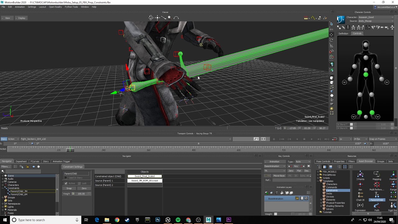 Importing FBX Prop Models and setting up Constraints in Motionbuilder
