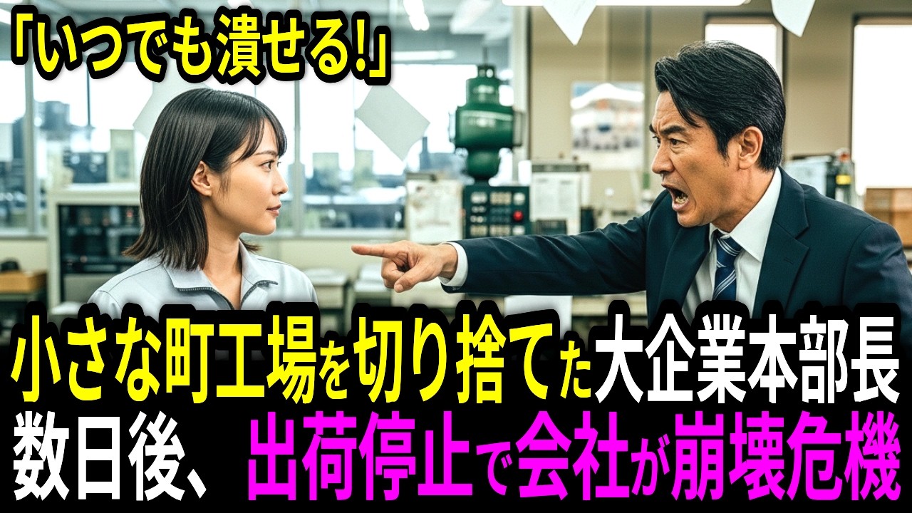 【スカッと】「お前の会社なんていつでも潰せる」小さな町工場を切った大手本部長。数日後、出荷停止で会社が崩壊危機に…【シニア】