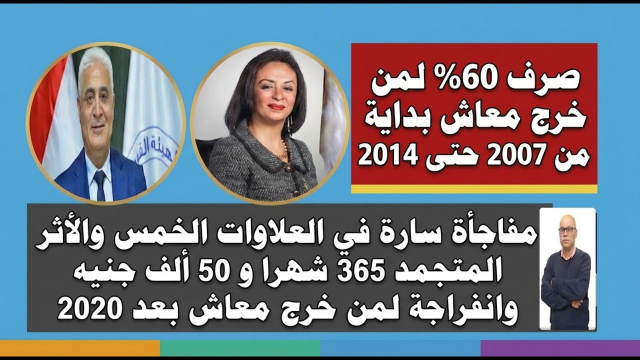 وصل جدول صرف العلاوات الخمسه من سنه 1987 لغاية 2024 اخر اخبار العلاوات الخمسة للمعاشات