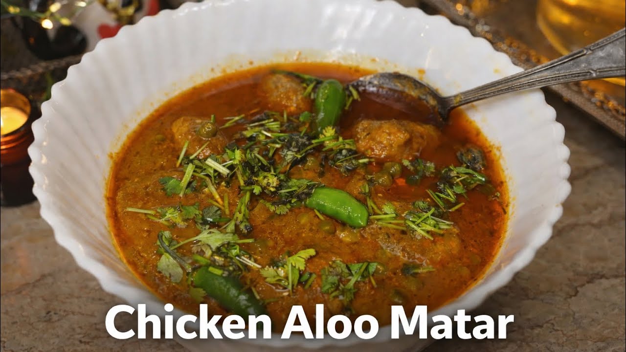 Chicken Aloo Matar Recipe 👌| Homemade Desi Style Chicken Curry😘