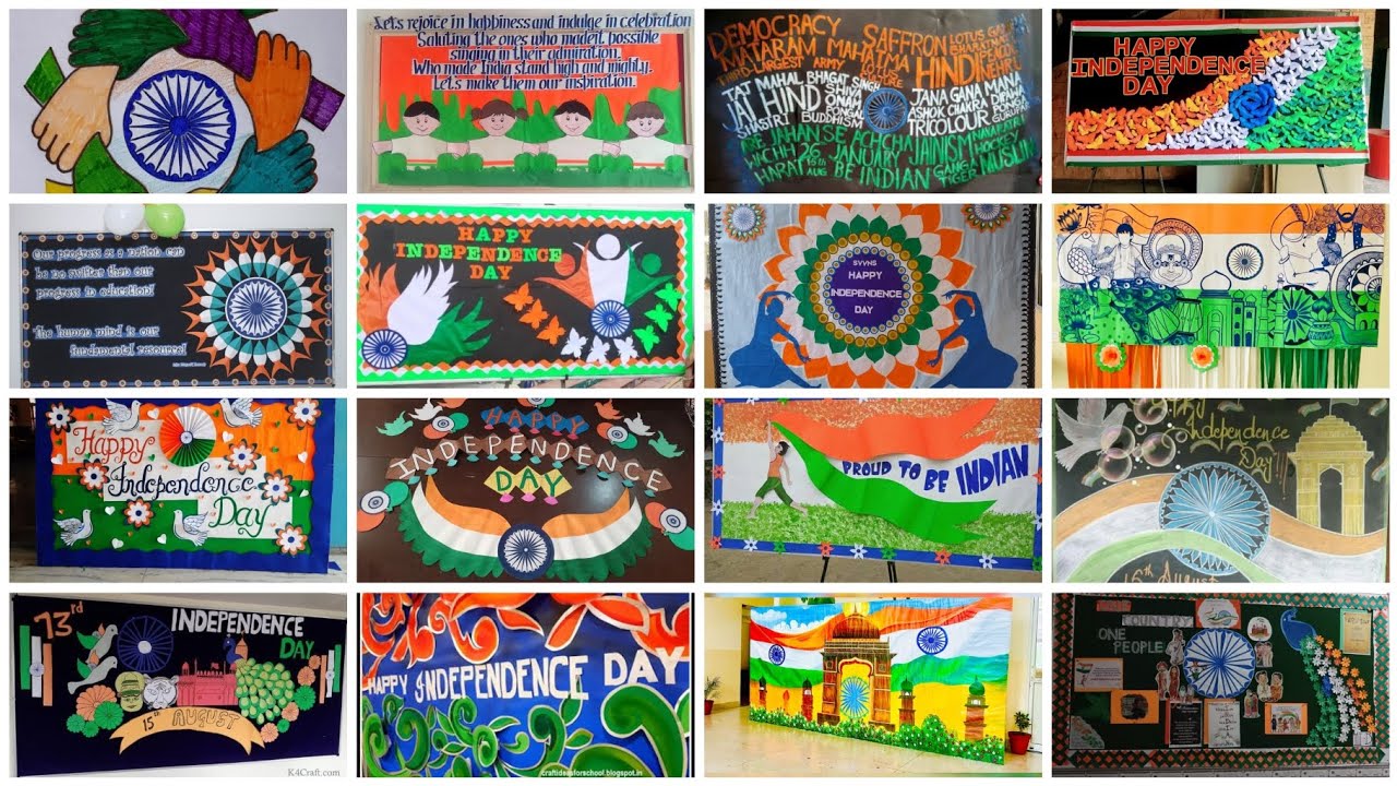 Independence Day board decoration ideas 💫 #boarddecoration #craft #diyboard #viral #independenceday 