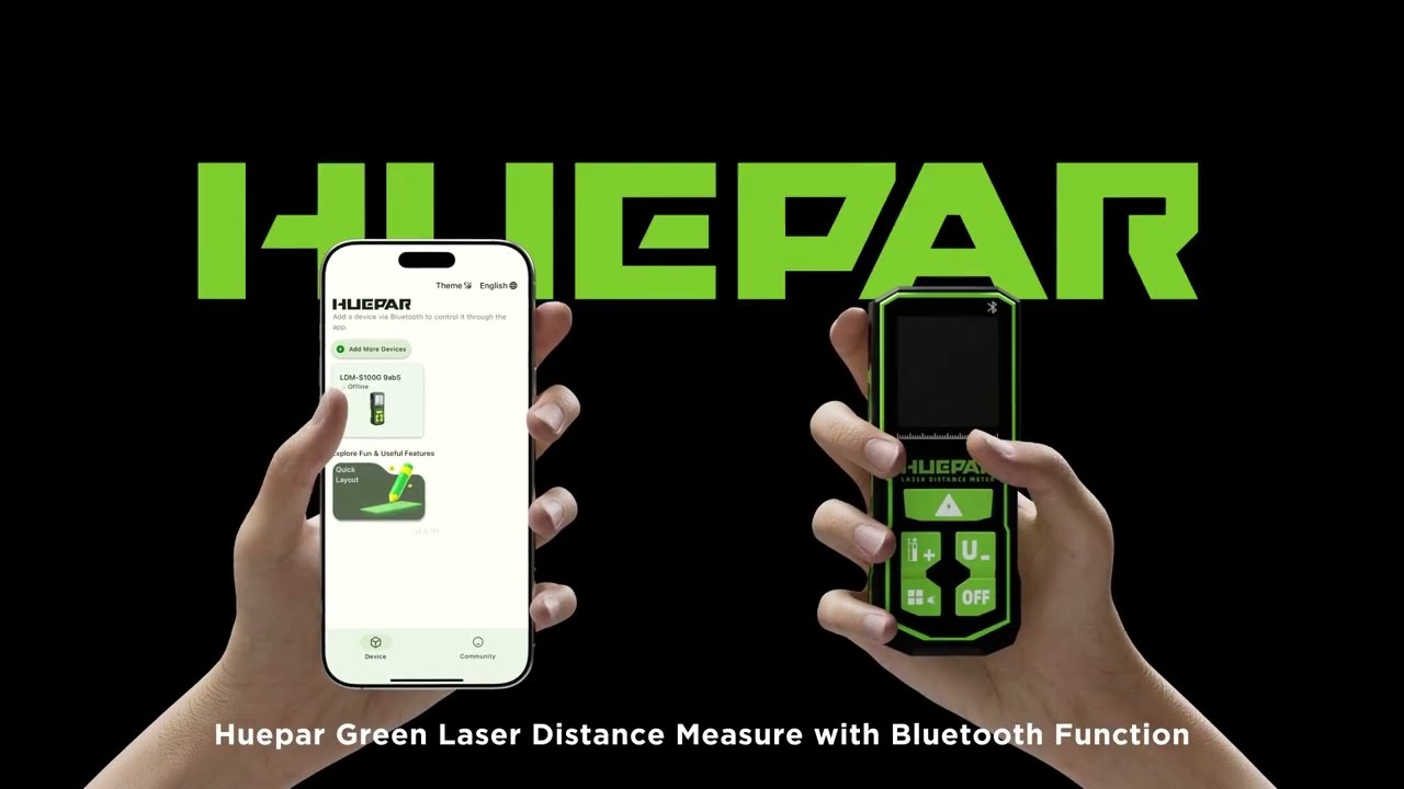 Huepar Laser Distance Measure with Bluetooth APP | For Distance, Area & Volume | DIY & Construction