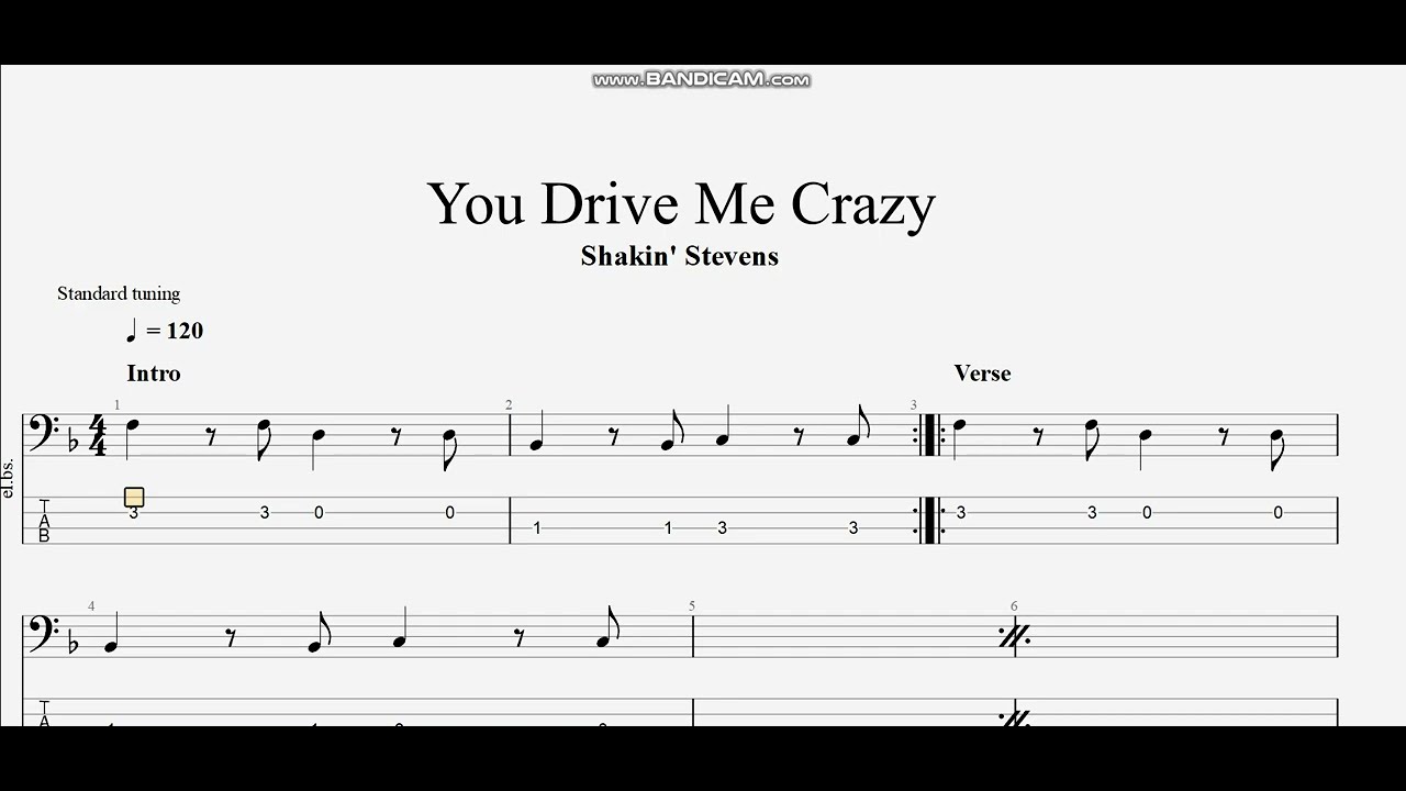 Shakin' Stevens - You Drive Me Crazy (bass tab)