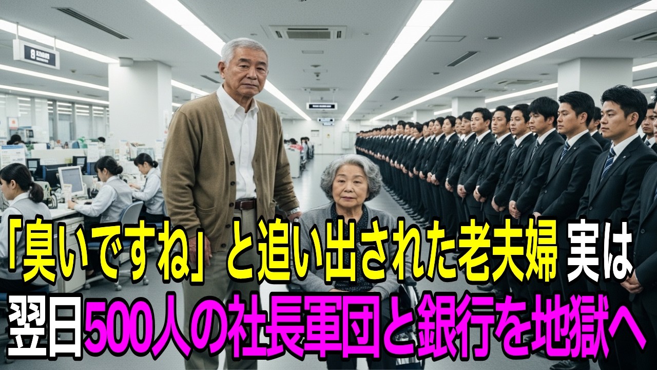 「臭い」と言われ銀行を追われた76歳車椅子老婆と老人、社長500人連れて復讐劇