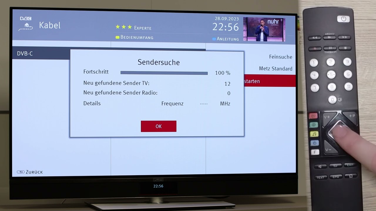 Quicktipp: Sendersuchlauf Kabelfernsehen Metz TV ab Baujahr ca. 2014
