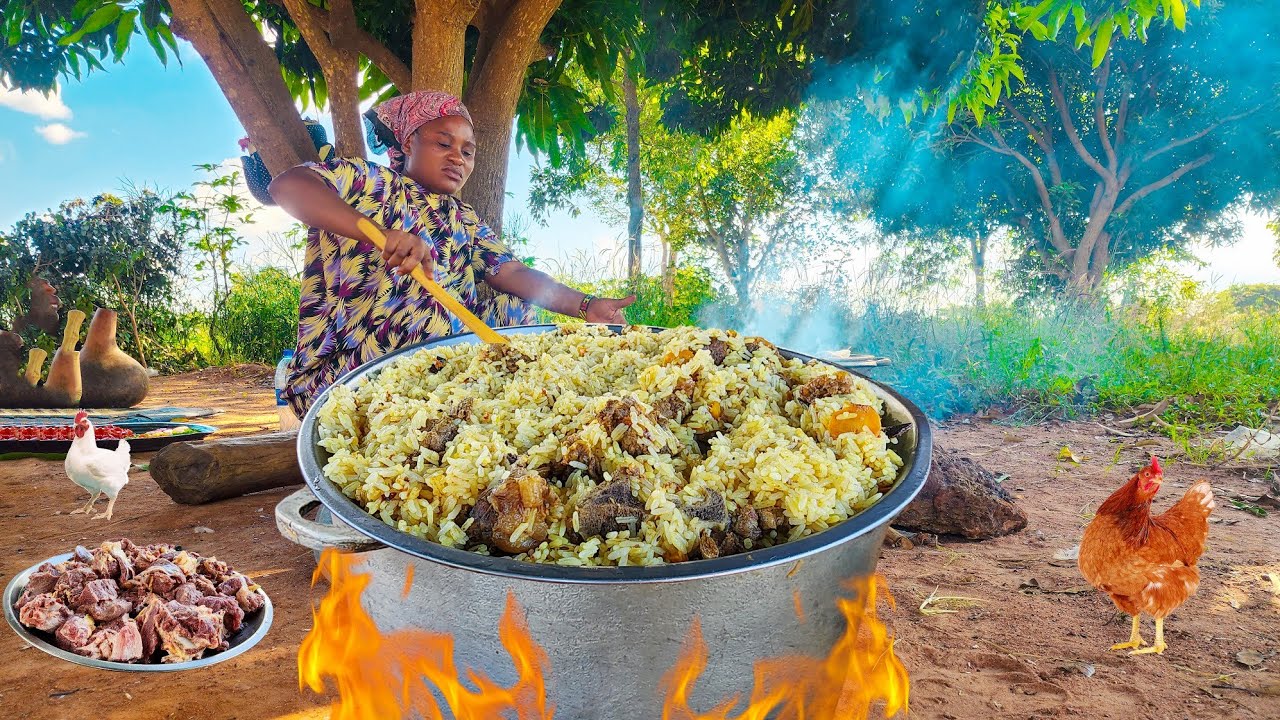 African Village Life//Cooking Most Delicious Traditional Food  Fo Lunch | Easy Mutton Biryani Recipe