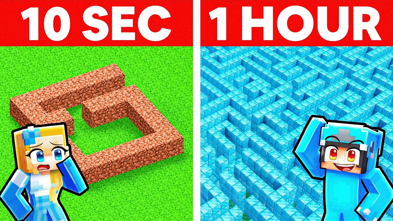GIANT MAZE Build Challenge: 10 Seconds vs 1 Hour