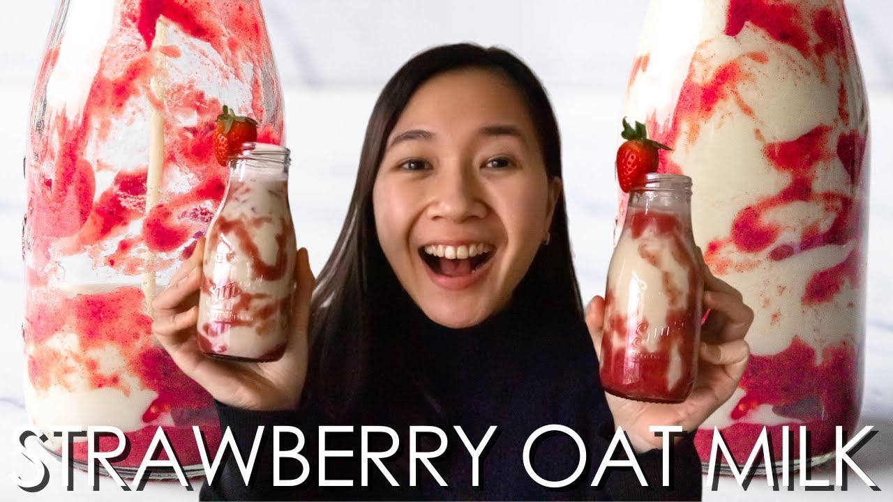 5-Minute Refreshing Strawberry Oat Milk🍓🥛 (Vegan)