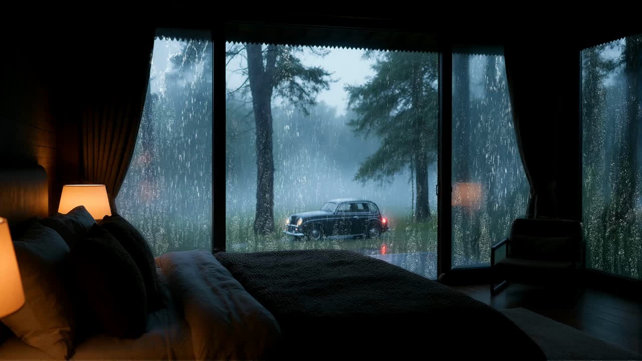 Warm Rainy Night - Gentle Piano in a Cozy Bedroom for Sleep and Calm 04