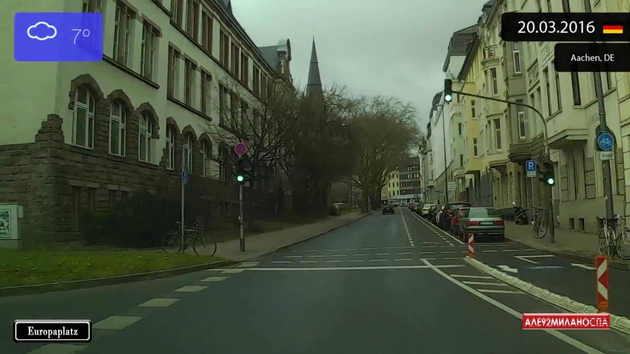 Driving through Aachen (Germany) from Rothe Erde to Zentrum 20.03.2016 Timelapse x4