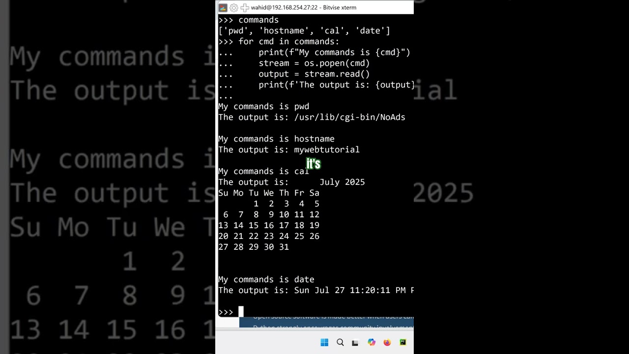 For Loop  to use  os.popen(commands)  and Run a List of OS Commands 💥📚