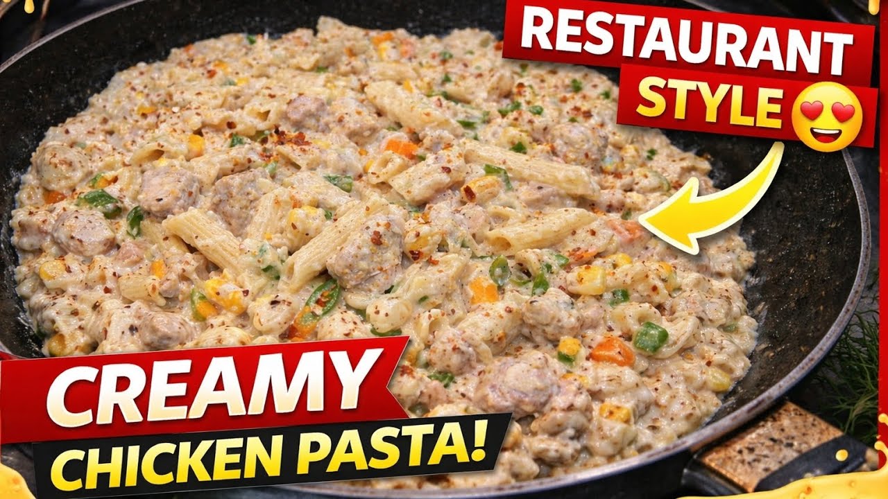 Itna Creamy White Sauce Pasta Ghar Par? 🤯 | Easy Chicken Pasta Recipe #food #foryou #dailycooking 