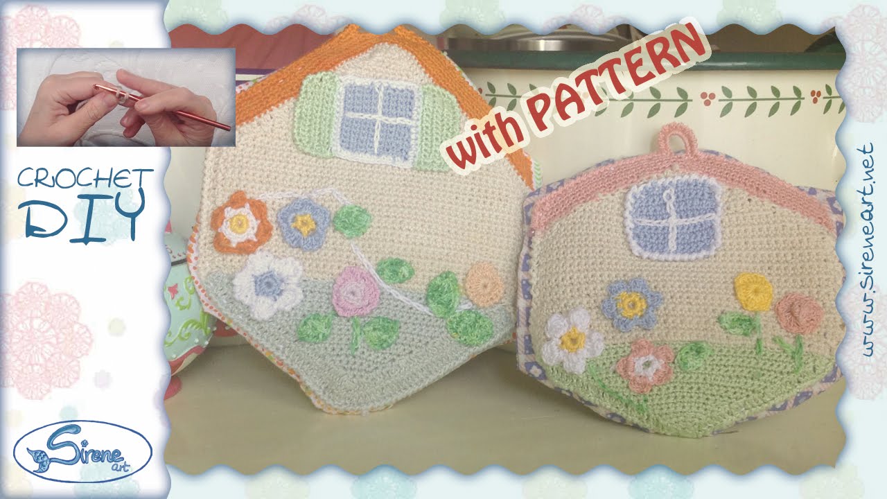 Tutorial Uncinetto ❀ Casette - Presine ❀ [Little house  - Pot holder][pattern, instructions]