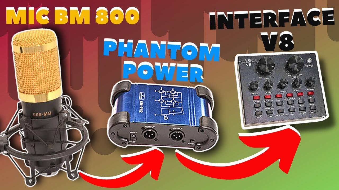 Aprenda como ligar o MIC BM 800 no PHANTOM POWER e na INTERFACE V8 LIVE SOUND CARD