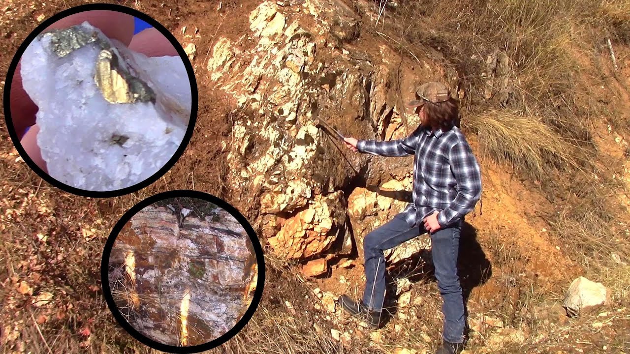 Поиск золота – отбор проб и поиск полосчатого кварца – ПИРИТА и СУЛЬФИДОВ