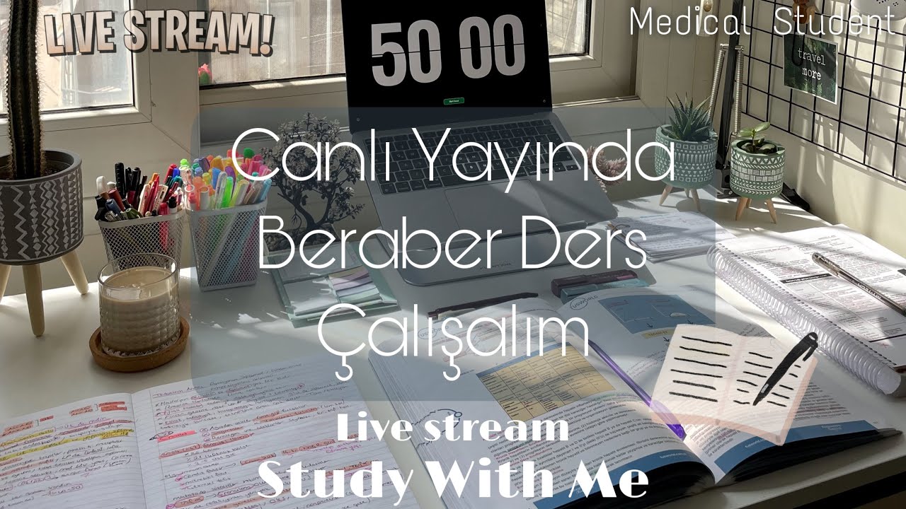STUDY WITH ME LIVE 4 hours | Canlı Yayında 4 saat Ders Çalışalım📚 60x4 Pomodoro | #studywithgizem