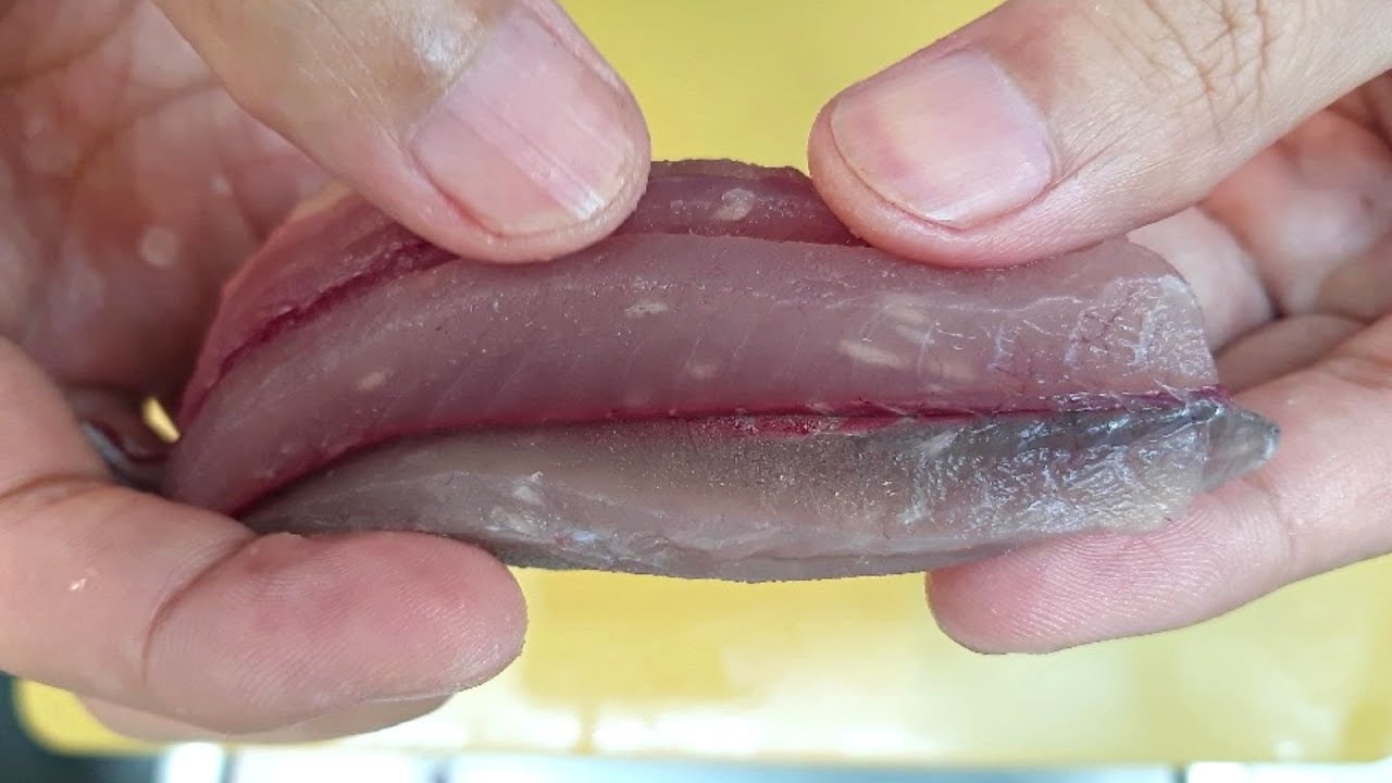 竹筴魚的寄生蟲 | 長在魚肉裡的白點。Jack mackerel's parasite.
