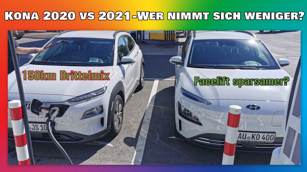 HYUNDAI KONA EV 2021 IM VERGLEICH KONA MODELL 2020 - ANDERE OPTIK ABER VERBRAUCH IDENT?(Beide 64kWh)