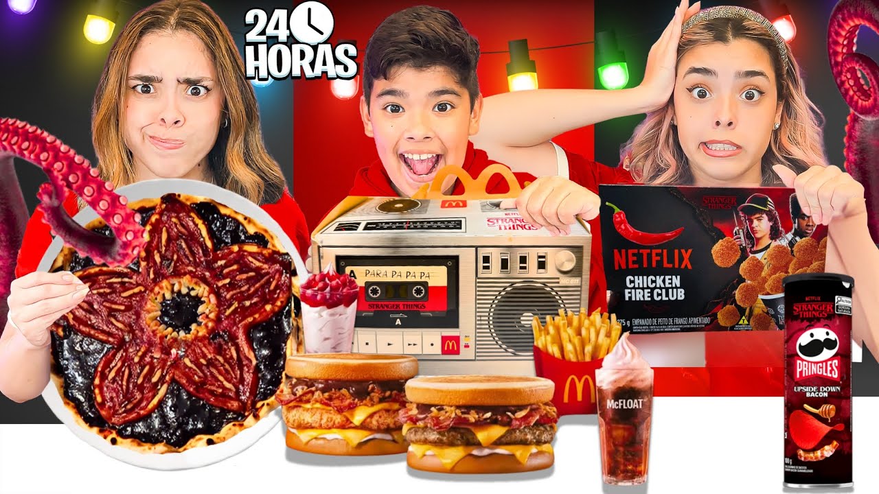 24 HORAS COMENDO COMIDAS de STRANGER THINGS ! *Desafio Milla & Milly*