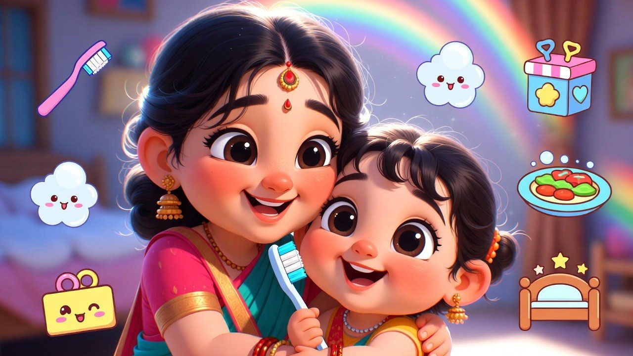Good Habits Hindi Rhyme| बच्चों के लिए मज़ेदार राइम |#kids #cartoon #nurseryrhymes #learning #rhymes