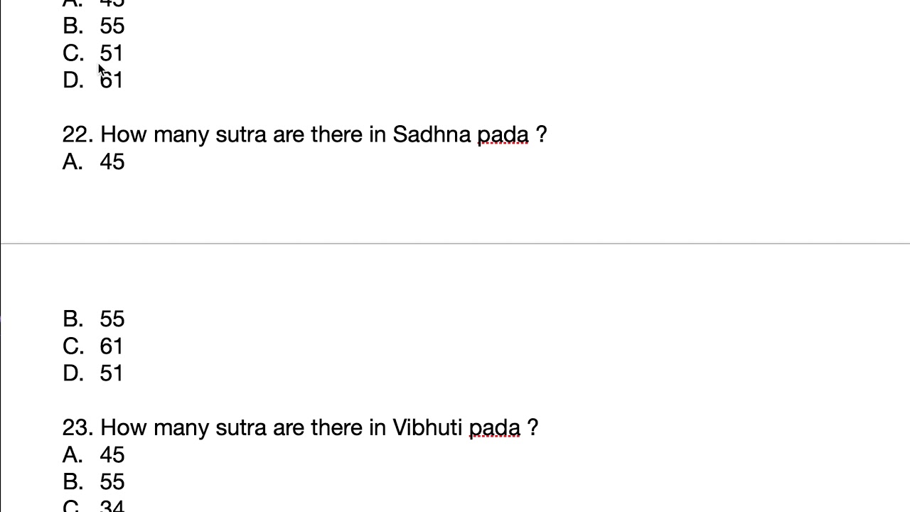 Patanjali Yoga Sutra - important MCQ series for ugc net