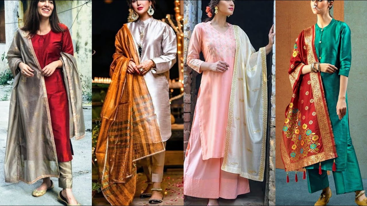 Top 130 Plain Silk Suit Design Ideas - Styling ideas for Brocade Banarsi silk suits designs