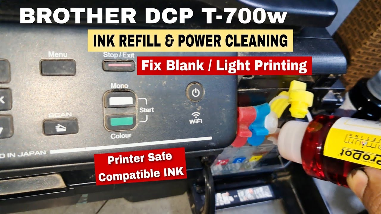 Brother DCP T-700w не печатает | Устранение пустых отпечатков: заправка чернил и очистка принтера...
