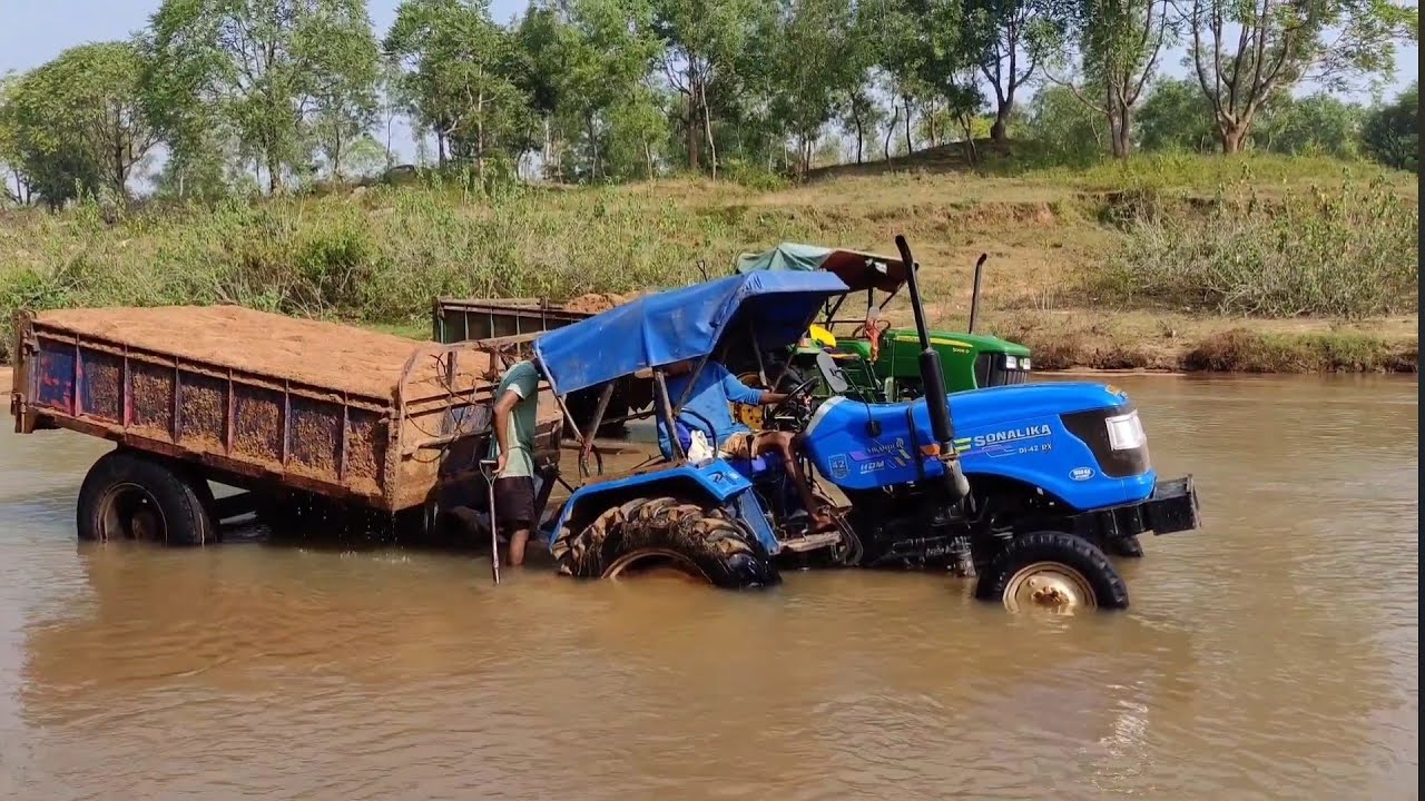 Aaj To Tractor Nadi Ke Beech Me Fas Gya 🌊#Sonalika Rx 42 4×2 WD Sikandar#Shiva'sLife